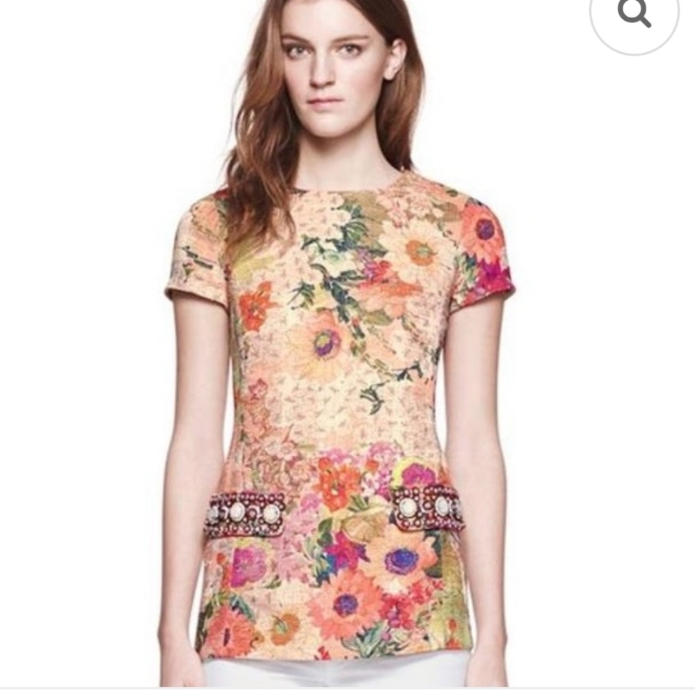 Tory Burch Jillian Floral Print Tunic From 2014 Resrt Line. Size 6 - Picture 14 of 14